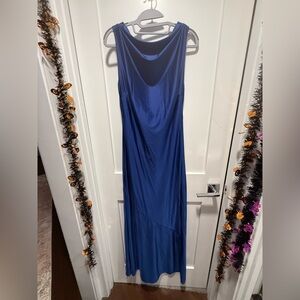 Elegant Blue Sleeveless Maxi Dress